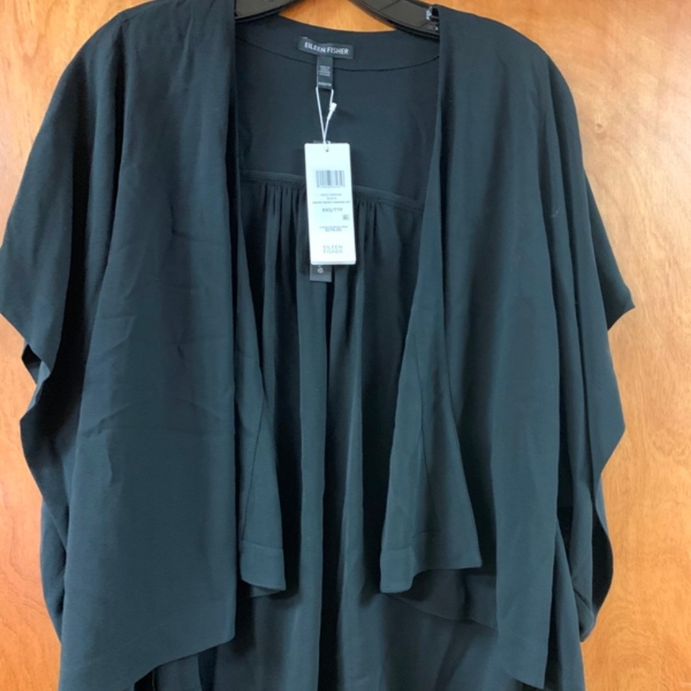 Eileen Fisher Silk Georgette Crepe Kimono Jacket